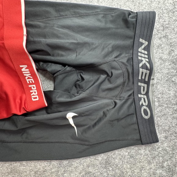 Nike Pro Leggings Shorts Set Mens Medium Black Red Compression Dri-FIT Layer - Picture 3 of 12